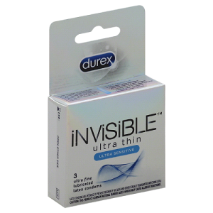 Durex – Invisible Ultra Thin – Ultra Sensitive 3 Lubricated Latex Condoms
